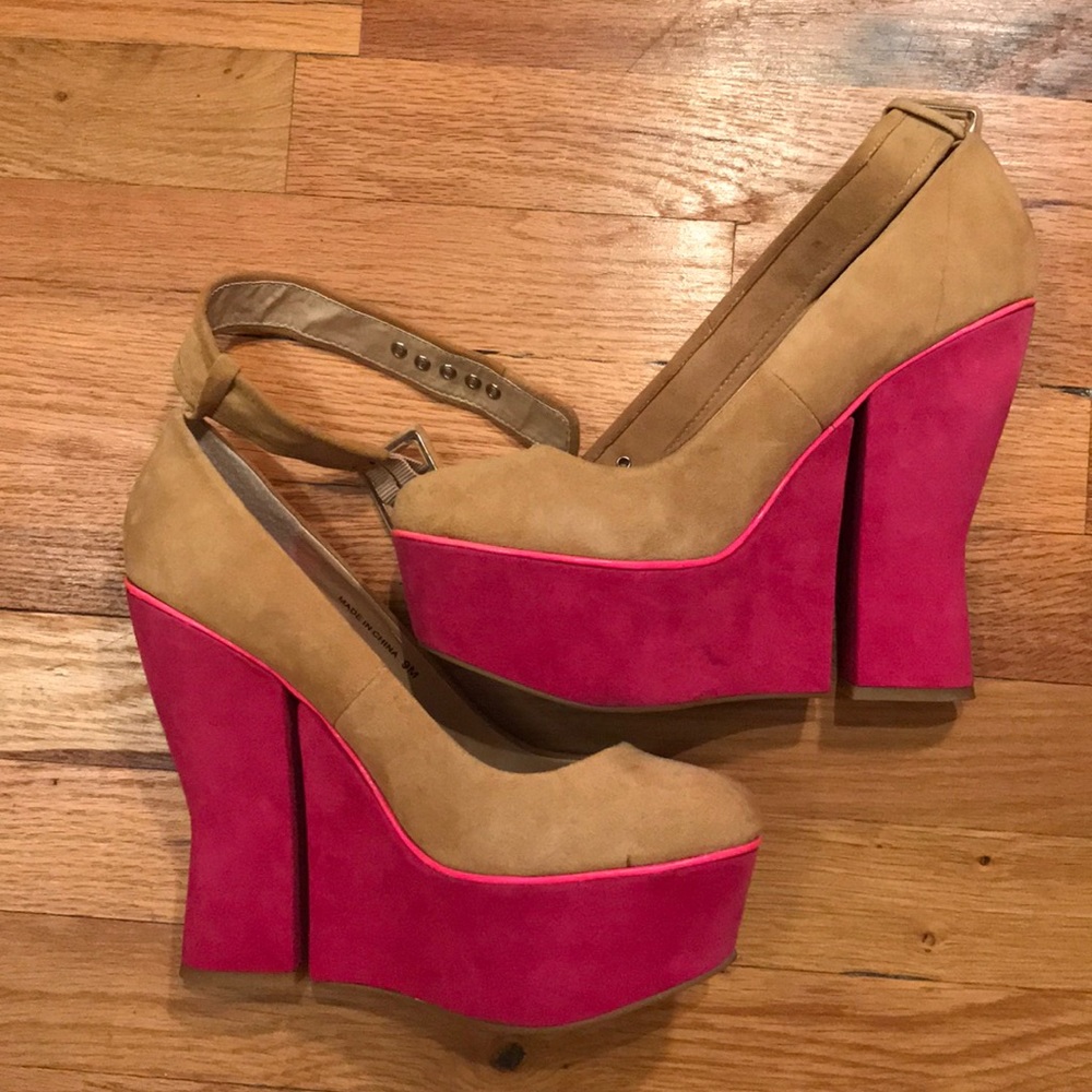 Dolce Vita hot pink/fuscia tan high heels sz 9